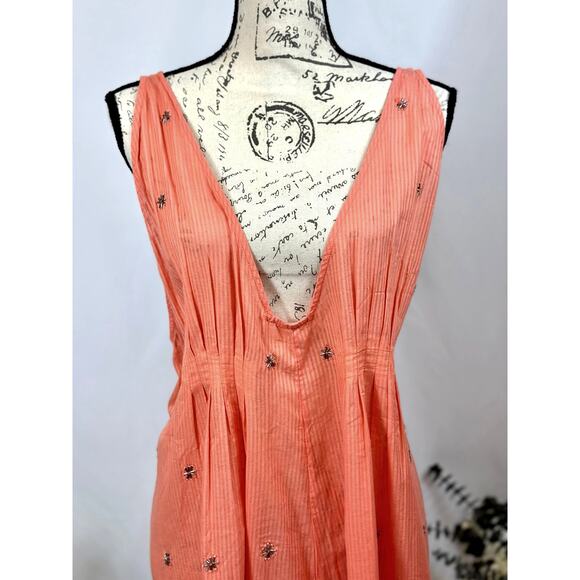 Free People Crushin On You Cotton Beaded Striped Dress - Picture 5 of 16